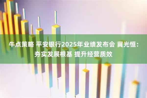 牛点策略 平安银行2025年业绩发布会 冀光恒：夯实发展根基 提升经营质效